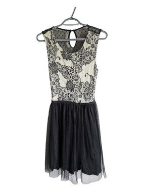 Weston Wear Anthropologie Dulcie Tulle Knit High Waist Black Gray Dress Sz Med